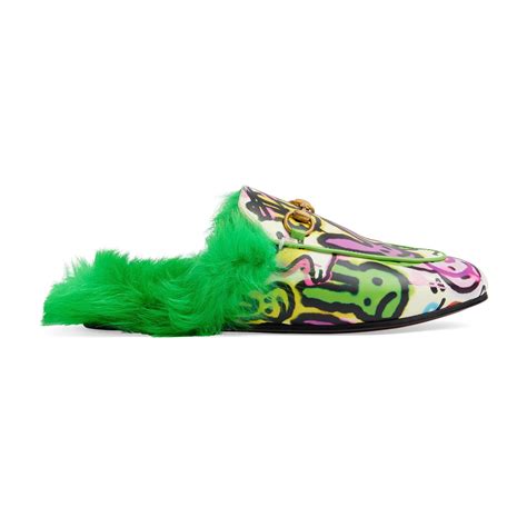 gucci white slippers with gucci in graffiti|gucci princetown striped slippers.